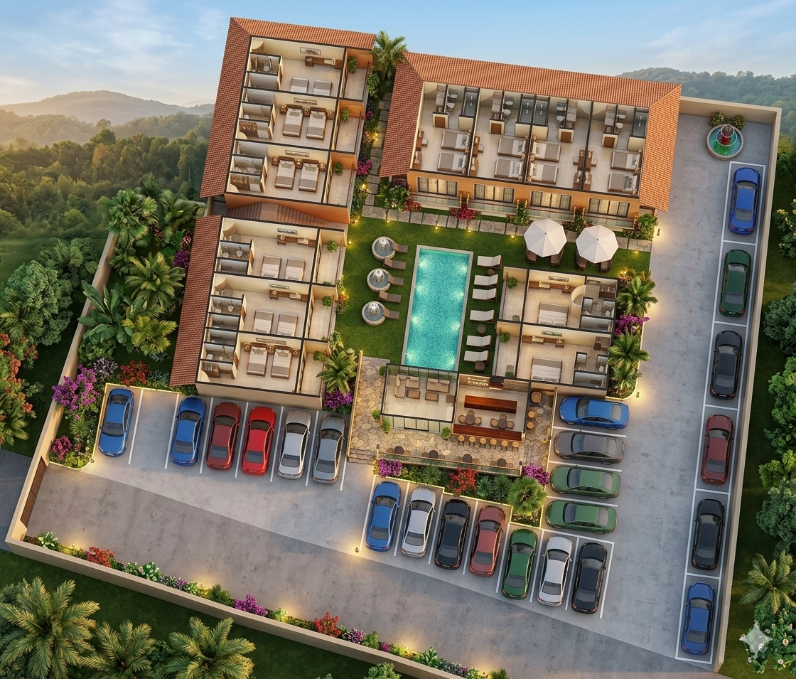 Hotel 3D Aerial View